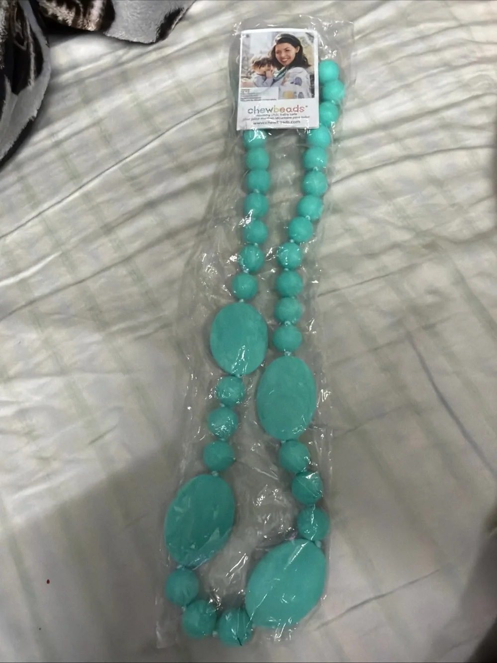 Chew beads necklace Teal Silicone Baby Necklace - Mommy Chic, Baby Safe